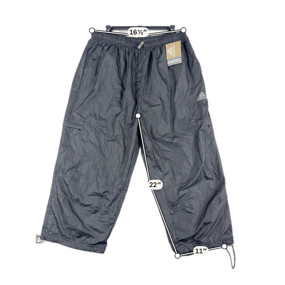 VTG Adidas Windbreaker Pants Climashell 3/4 Crop XL NWT Black Cargo Techwear Y2K - Picture 6 of 11